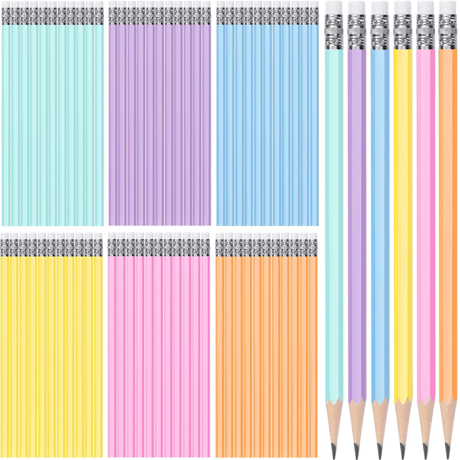 TecUnite 60 Pcs HB Pencils #2 Unsharpened Wood Cased Pencils with Eraser Hexagonal Pencil Cute Gr... | Amazon (US)