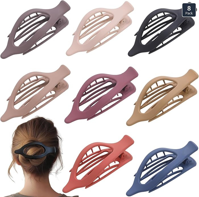 8 Pack Flat Hair Clips for Women,Matte No Crease Flat Claw Clips, Large Strong Hold Barrettes for... | Amazon (US)