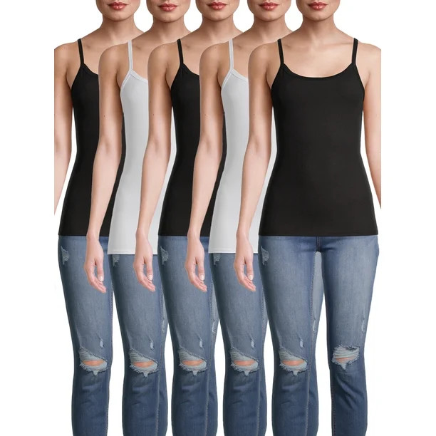 No Boundaries Juniors' Ribbed Cami Top, 5-Pack | Walmart (US)