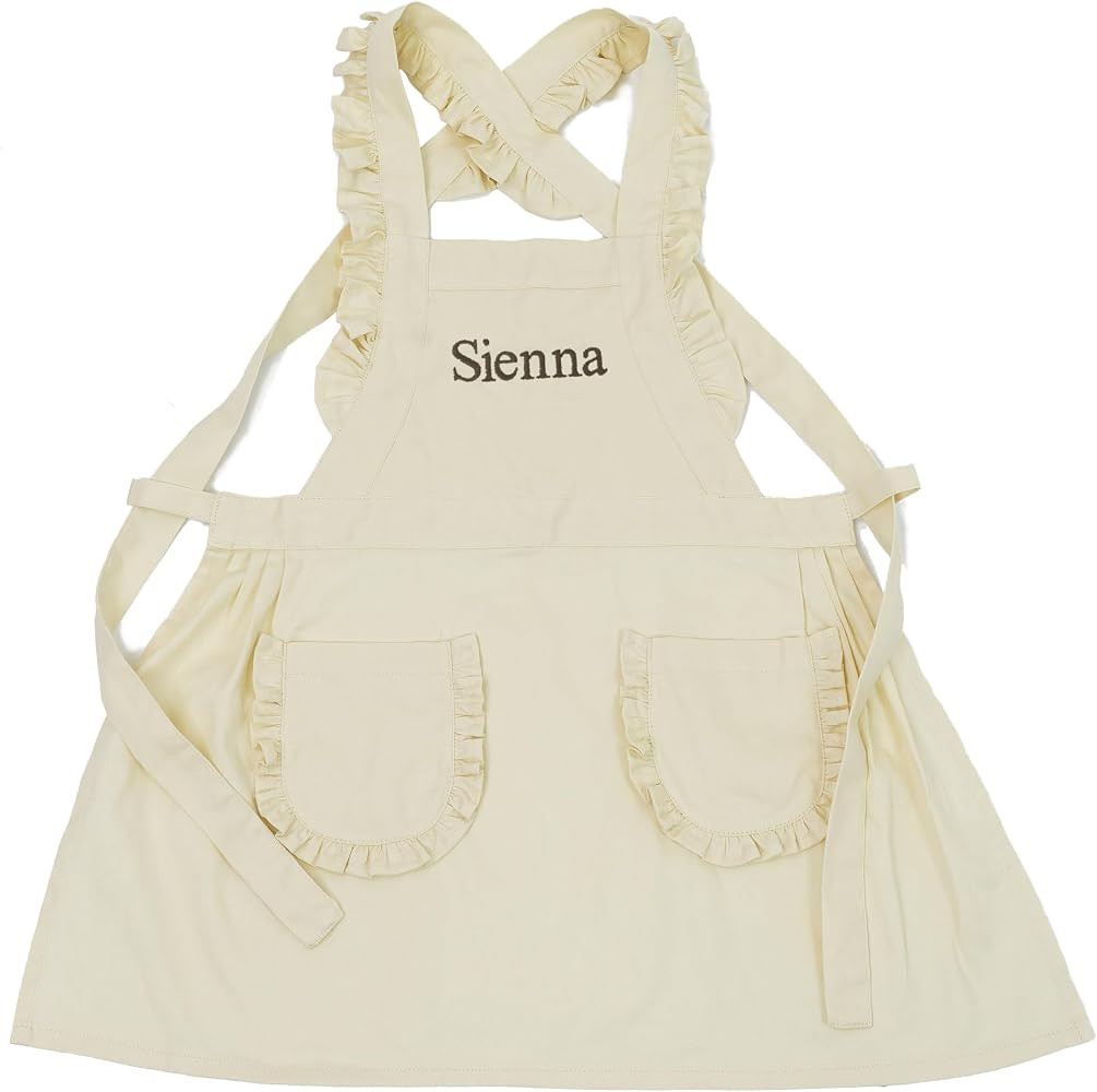 MT WORLD Girls Aprons Personalized Toddler Girls Aprons with Pockets for Cooking Baking Crafting ... | Amazon (US)