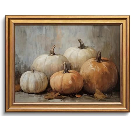 VIYYIEA Vintage Gold Framed Wall Art for Living Room, Pumpkins Canvas Prints Home Decor, Oil Pain... | Amazon (US)