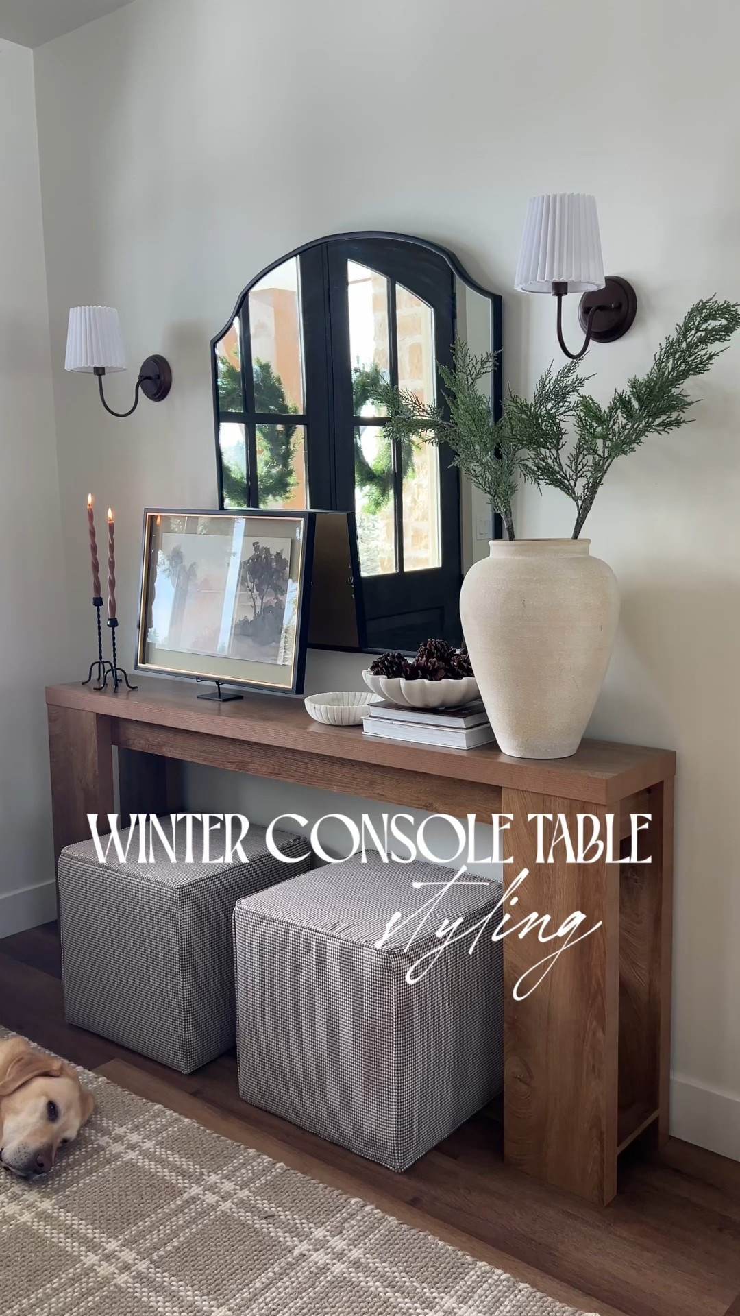 Not rushing spring over here. ❄️
With winter still very much here, I kept this console table styling simple, warm, and inviting. Layered textures and timeless pieces that work beautifully for winter decor, entryway decor, and neutral winter styling while the snow sticks around.

console table styling
console table decorr
entryway styling
entry styling
winter decor
winter entryway
neutral home decor
seasonal home decor
cozy entryway
minimal home decor
timeless decor
layered textures
simple styling
designer home
classic entryway
home styling ideas

#LTKHome