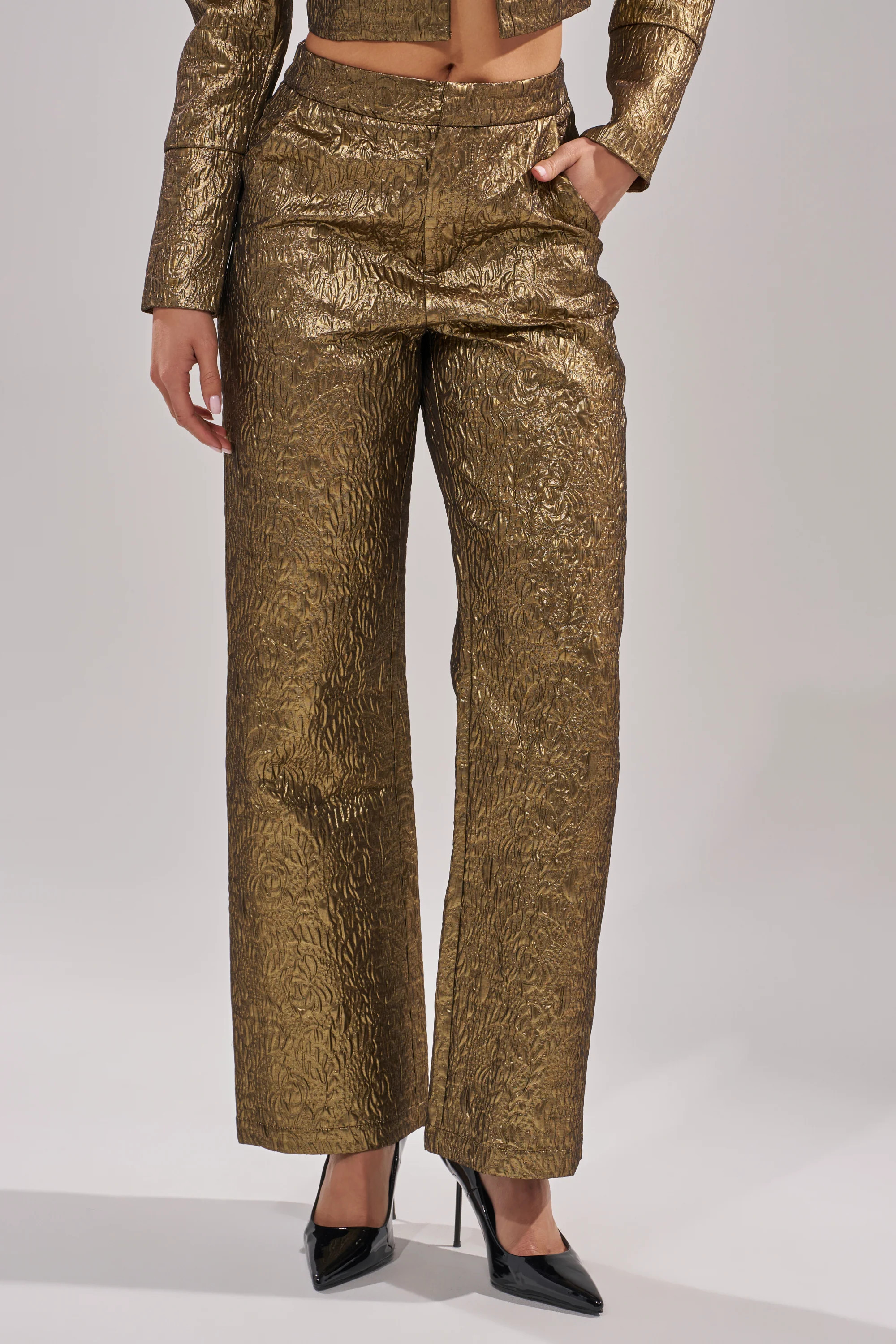 AKIRA Daphne Brocade Trouser Pants | Size XL | AKIRA