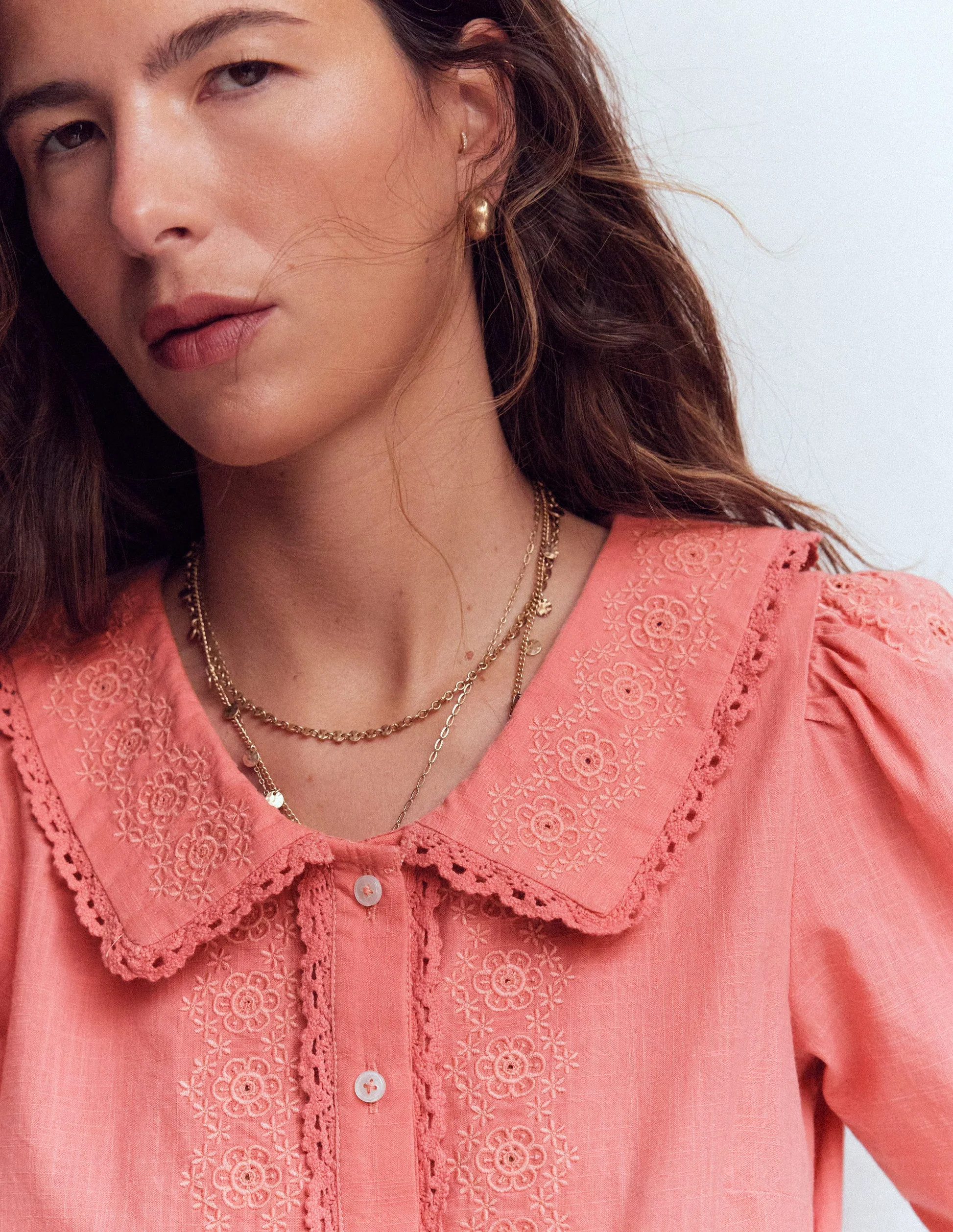 Short Sleeve Pretty Collar Top-Vintage Rose | Boden (US)