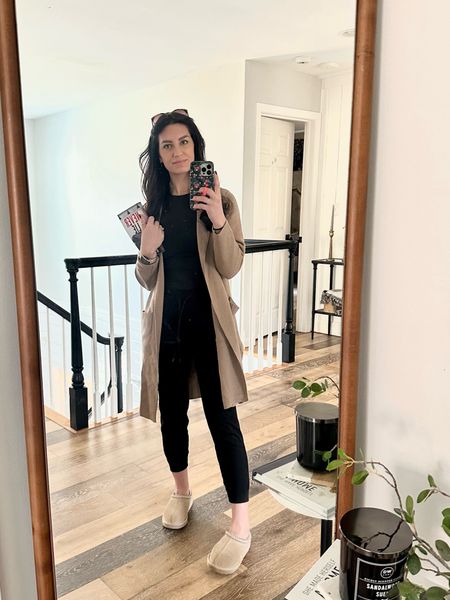 9/10 you’ll find me in comfy clothes with a book. These joggers are live in worthy, a splurge by worth every penny .
wearing size 2, length 26 in joggers 
size small in top and cardigan 

#LTKover40 #LTKstyletip