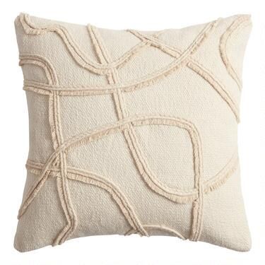 Ivory Abstract Lines Throw Pillow | World Market