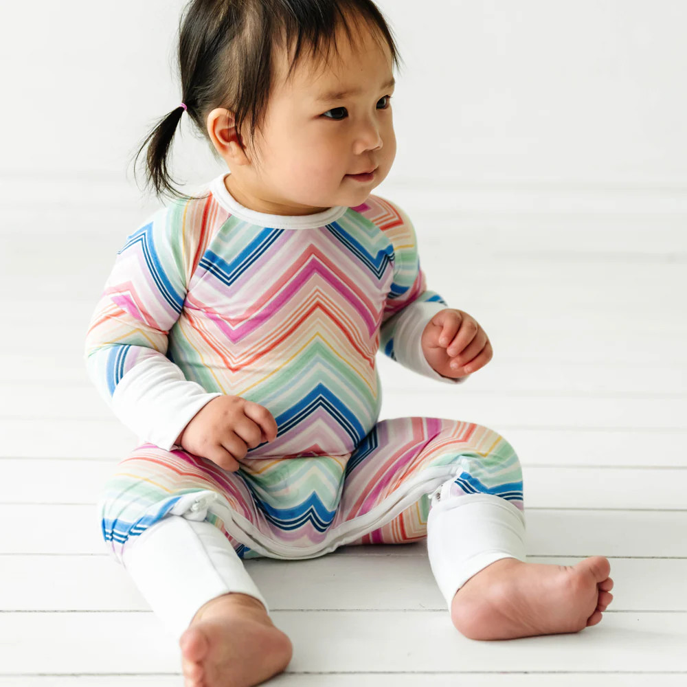 Rainbow Chevron Crescent Zippy | Little Sleepies