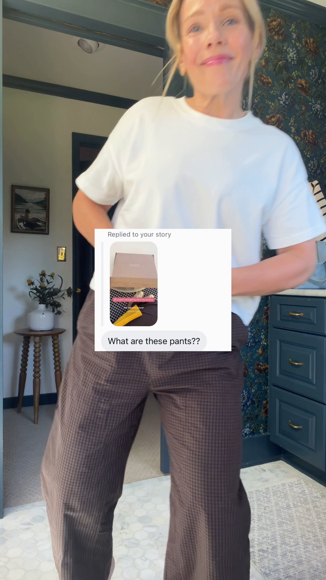 Hi! Love love love these Pistola drawstring pants, wearing my regular size small (I'm 5'3 for length), use code 15LATELY to save. Went down a half size in the adidas sneakers, worn with bombas no show socks. Marine Layer tee fits true to size. The under $100 Tuckernuck bag so good I bought twice (also in the berry color that's perfect for Fall). Electric Picks Bentley earrings in gold are gorgeous in person. Vintner's Daughter perfume is unbelievably yummy and luxurious. Boden sweater is a Fall closet workhorse, wearing my regular size small. xo, Claire