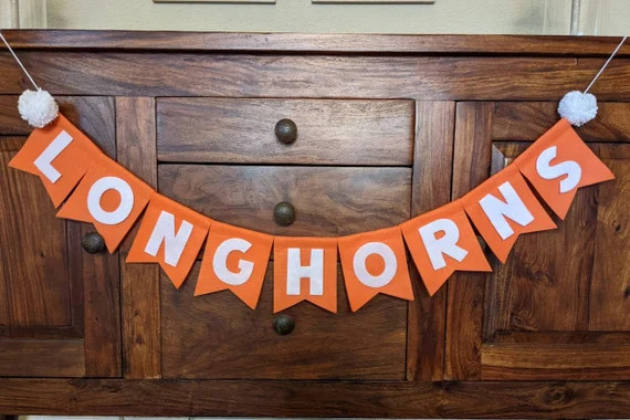 Longhorns UT Custom Felt Banner Garland UT Texas Hook Em - Etsy | Etsy (US)