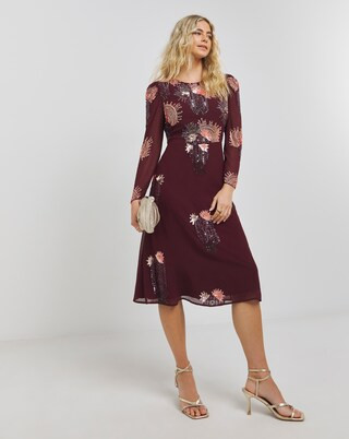 Joanna Hope Cassis Deco Beaded Midi Dress | Simply Be (UK)