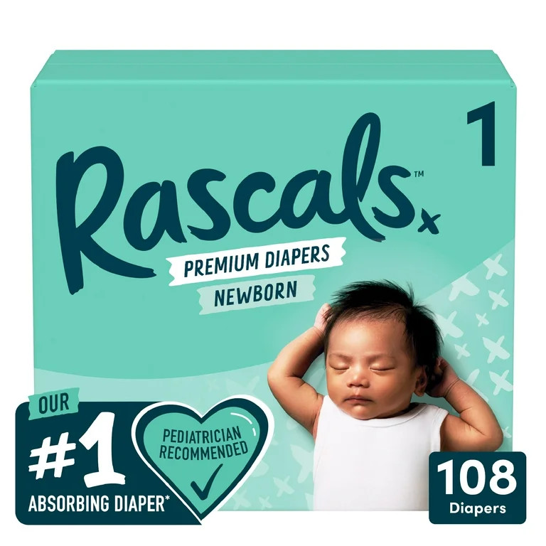Rascals Premium Diapers, Size 1, 108 Count (Select for More Options) | Walmart (US)