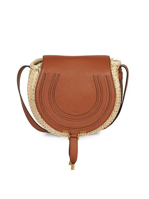 Medium Marcie Leather & Raffia  Saddle Bag | Saks Fifth Avenue
