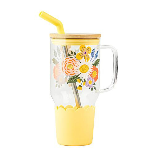 10 Strawberry Street Adria Hydration Travel Tumbler, Yellow Bouquet | HSN