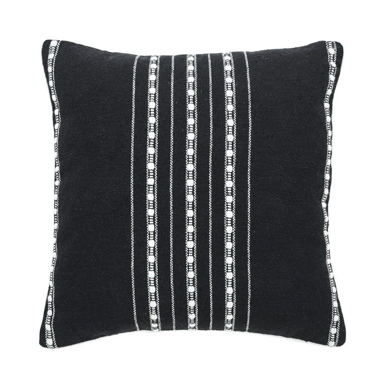 Mainstays 18" x 18" Black Stripe Cord Cotton Rich Decorative Pillow | Walmart (US)