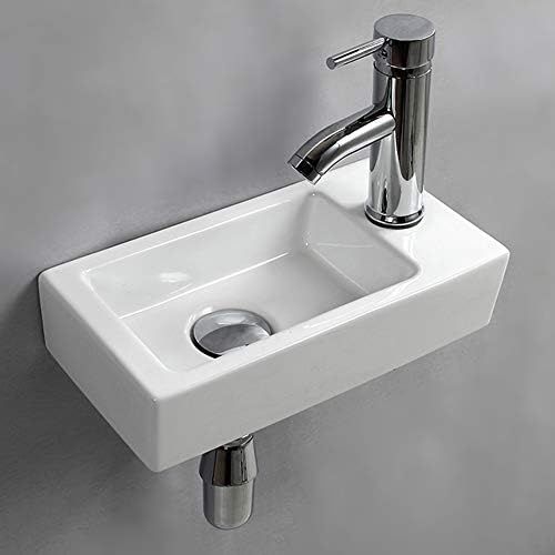 Wall Hung Basin Sink Small Bathroom Sink Rectangle Ceramic Wash Basin Right Hand (Right Hand) | Amazon (US)