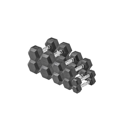 Lifeline Hex Rubber Dumbbell Fitness Training Weight Set (Multiple Weight Sets Available), 150lb Set | Amazon (US)