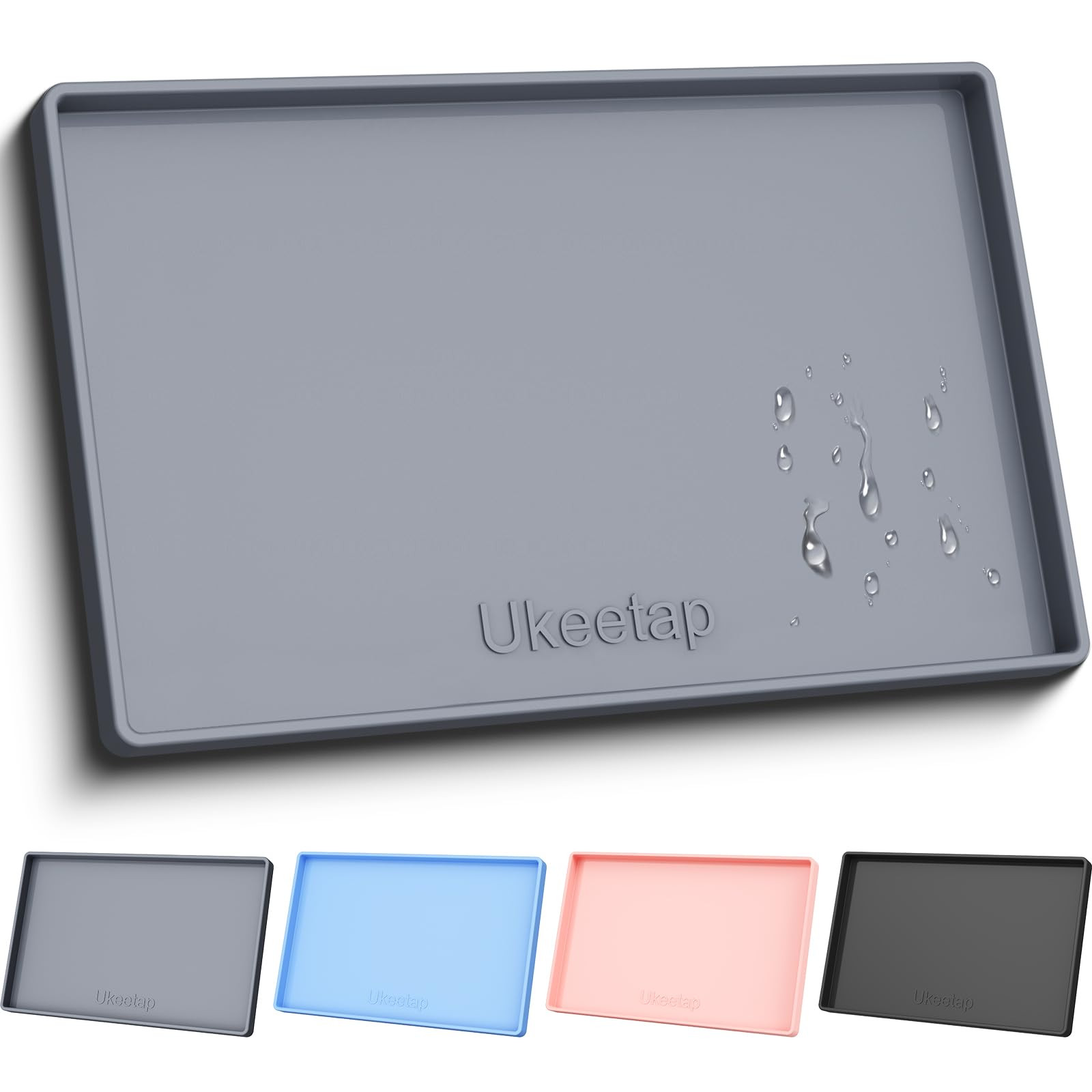 ukeetap Extra Thick Silicone Mat Waterproof with Raised Edge 34" x 22", Under Sink Mat for Kitche... | Amazon (US)