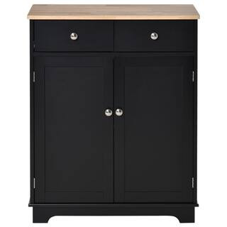 Kitchen Sideboard Floor Storage Cabinet with Solid Wood Top Adjustable Shelf Drawer for Dining Room Living Room | The Home Depot