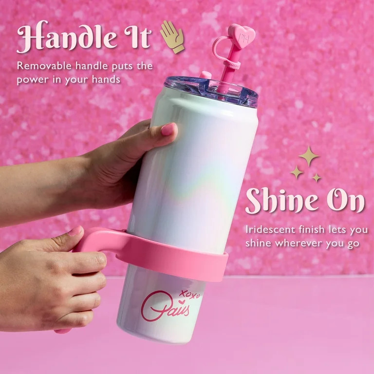 Paris Hilton 40oz Stainless Steel Tumbler with Removable Handle, Straw, and Lid, Rainbow Iridesce... | Walmart (US)
