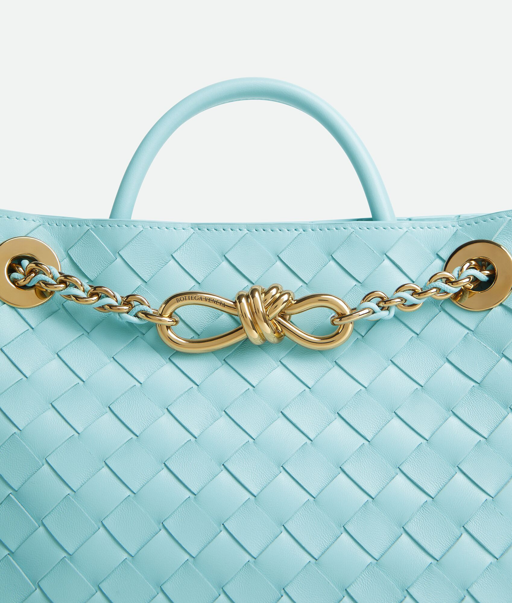 Bottega Veneta® Women's Small Andiamo Chain in Zenith. Shop online now. | Bottega Veneta