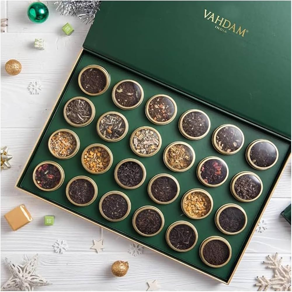 VAHDAM, Luxury Christmas Tea Gift Set | 24 Unique Loose Leaf Teas in Tin Caddies - Premium Holida... | Amazon (US)