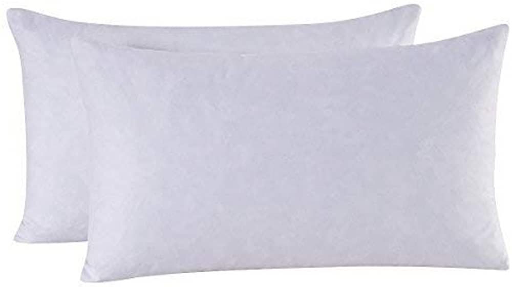HOMESJUN Set of 2, 95% Feather 5% Down Decorative Throw Pillow Insert, Cotton Cover, 12x20 Inch | Amazon (US)
