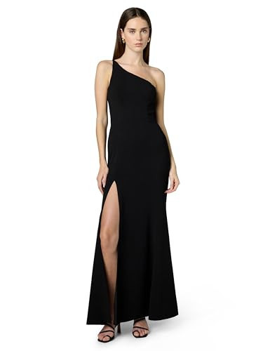 Dress the Population Women's Amy One Shoulder Crepe Gown with Slit Long Dress Dress, -black, s | Amazon (US)