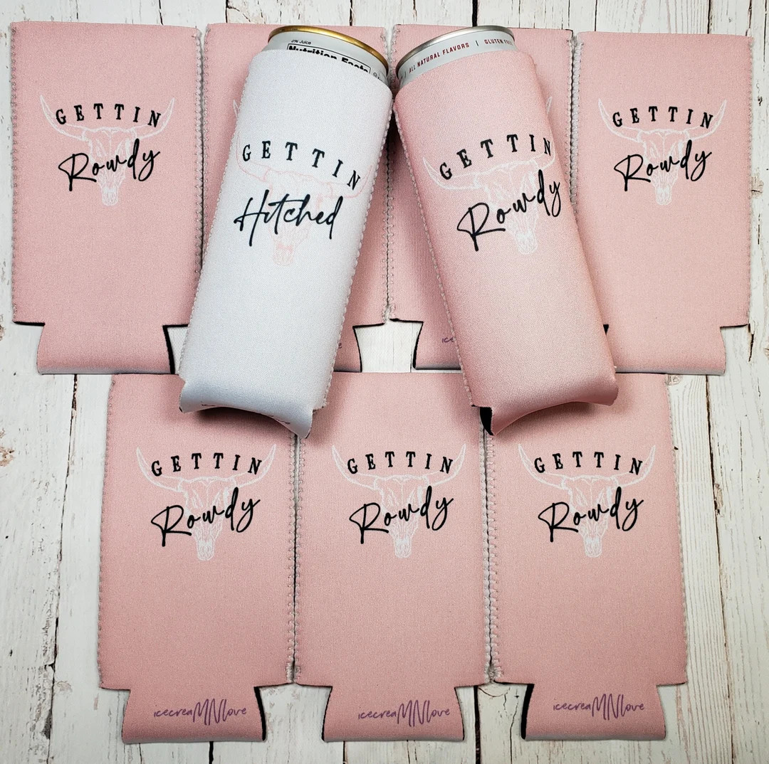 Getting Rowdy and Getting Hitched Bull Bachelorette Party Can Coolers / Bachelorette Party Favors... | Etsy (US)