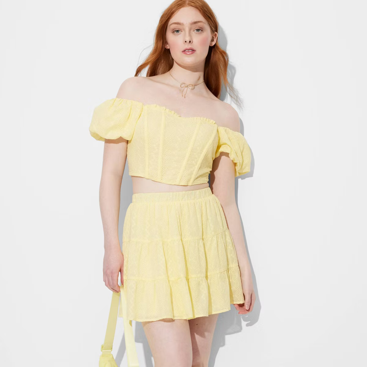 Women's Puff Cap Sleeve Eyelet Corset Top - Wild Fable™ | Target