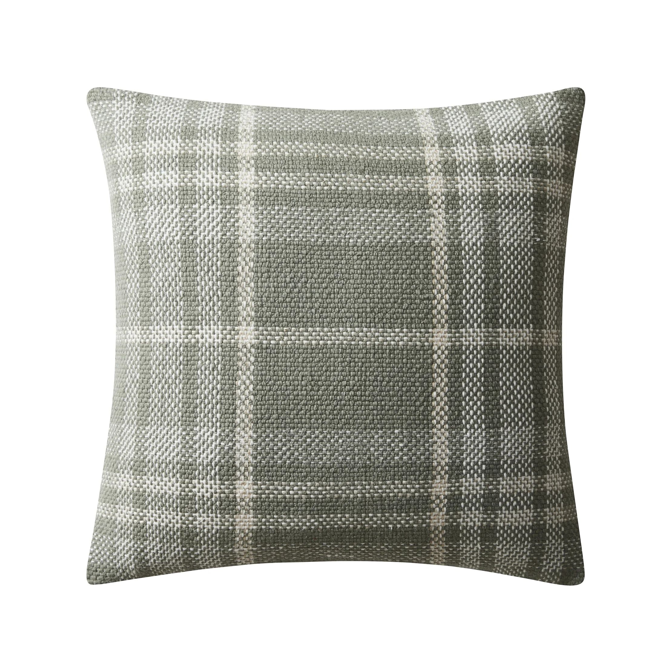 My Texas House 20" x 20" Aurelia Dried Sage Plaid Cotton Decorative Pillow Cover | Walmart (US)