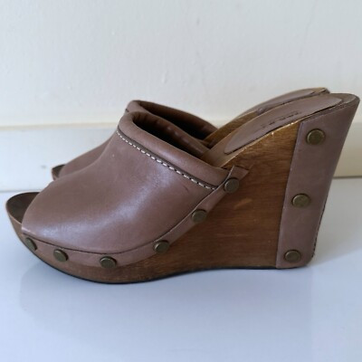 See By Chloe Wooden Clog Womens Brown Leather Wedge Heel Strap Boho SZ 39 US 8  | eBay | eBay US