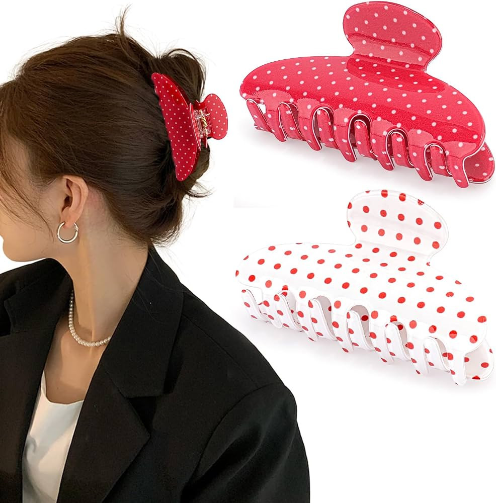 Polka Dot Claw Clip for Women, Acrylic Medium Claw Clips, Cute Polka Dot Hair Clips, Trendy Hair ... | Amazon (US)