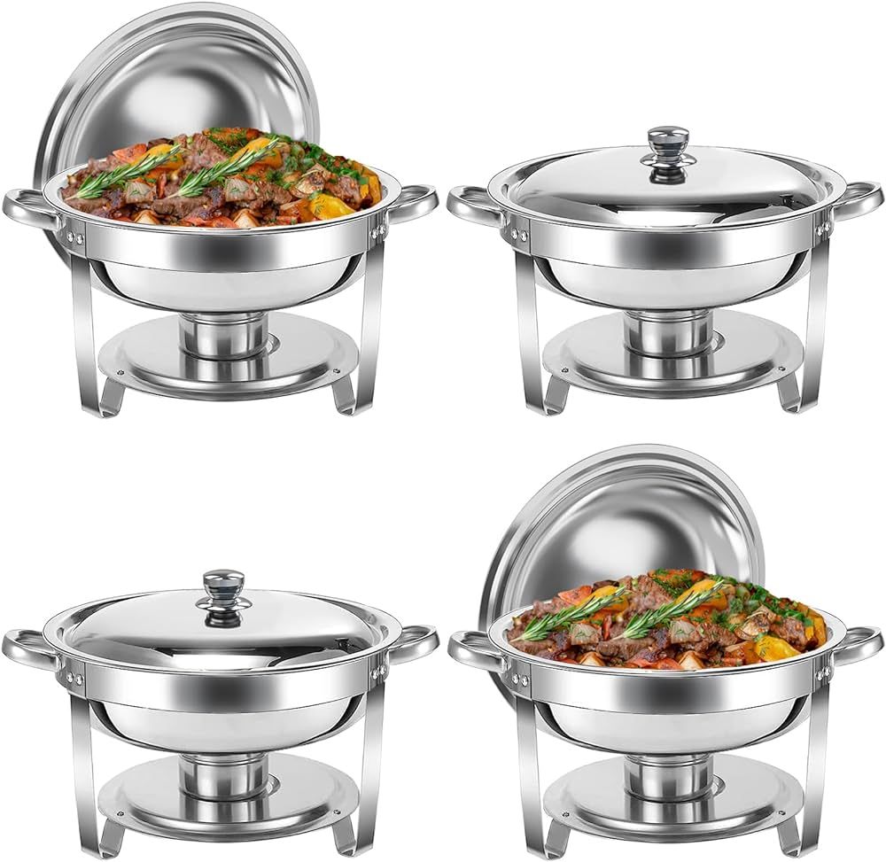 Chafing Dish Buffet Set 5 QT 4 Packs Stainless Steel Buffet Servers and Warmers, Chaffing Servers... | Amazon (US)
