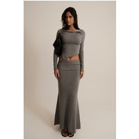 Karlie Knit Maxi Skirt With Ribbed Waist / Charcoal Marle | MESHKI | L | MESHKI US