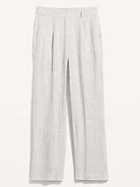 High-Waisted Striped Pleated Taylor Linen-Blend Wide-Leg Trouser Suit Pants for Women | Old Navy (US)