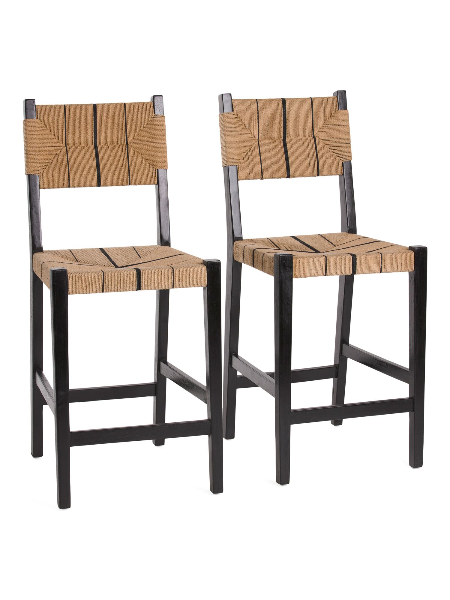 Set Of 2 Natural Striped Counter Stools | The Global Decor Shop | Marshalls | Marshalls