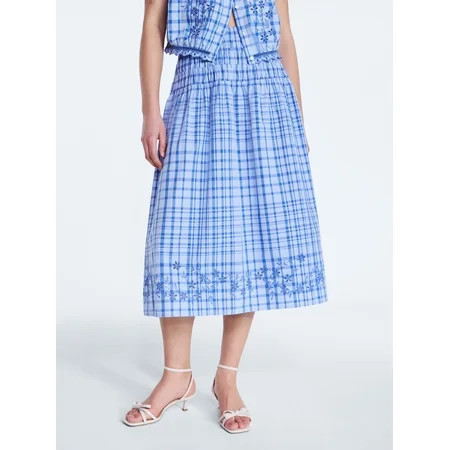 Free Assembly Women's and Women's Plus Embroidered Cotton Maxi Skirt with Smocked Waist, Sizes XS-4X | Walmart (US)