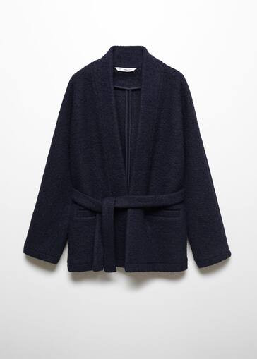 Wool-blend jacket with belt -  Women | Mango United Kingdom | MANGO (UK)