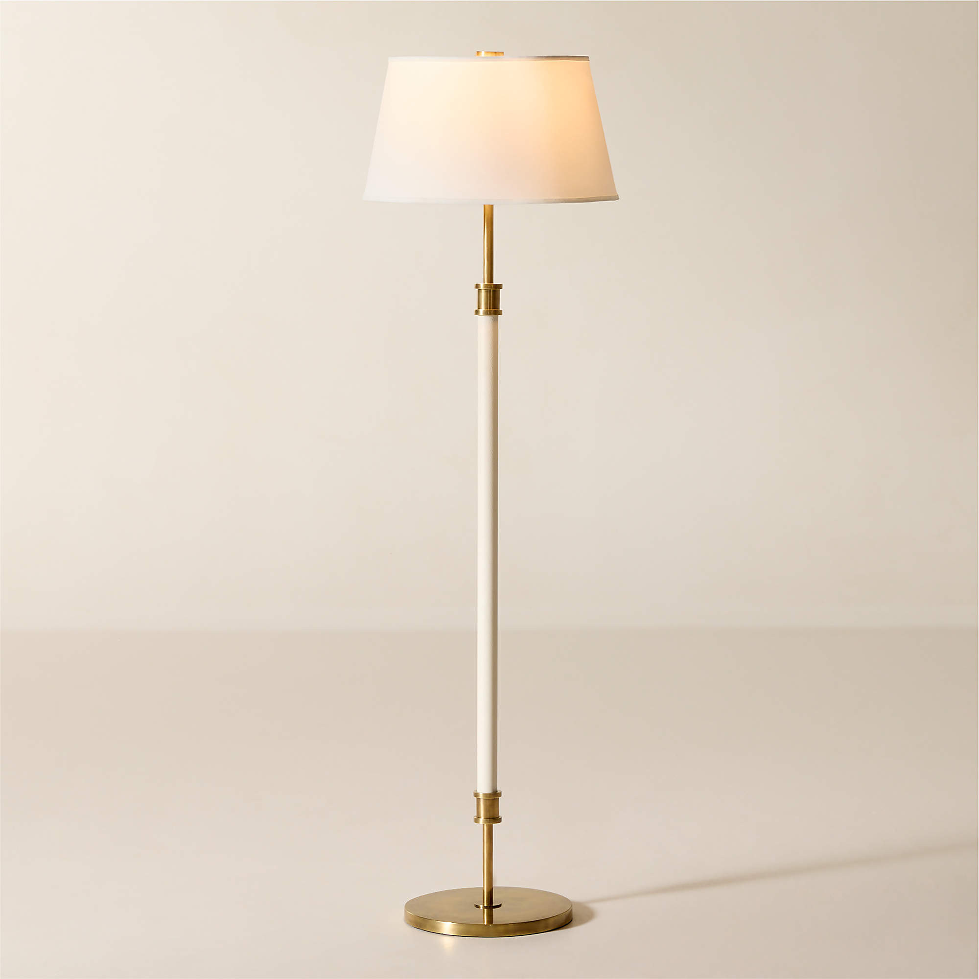 Viator Wrapped White Leather Floor Lamp | CB2 | CB2
