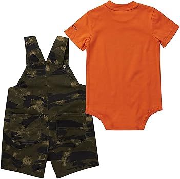 Carhartt baby-boys Short-sleeve Bodysuit & Canvas Camo Shortall Set | Amazon (US)