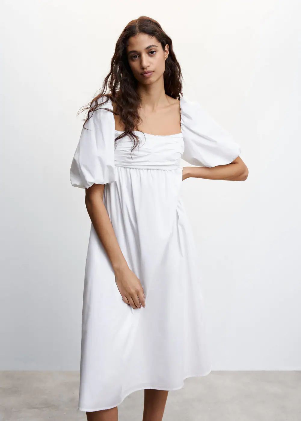 Puffed sleeves cotton dress | MANGO (US)
