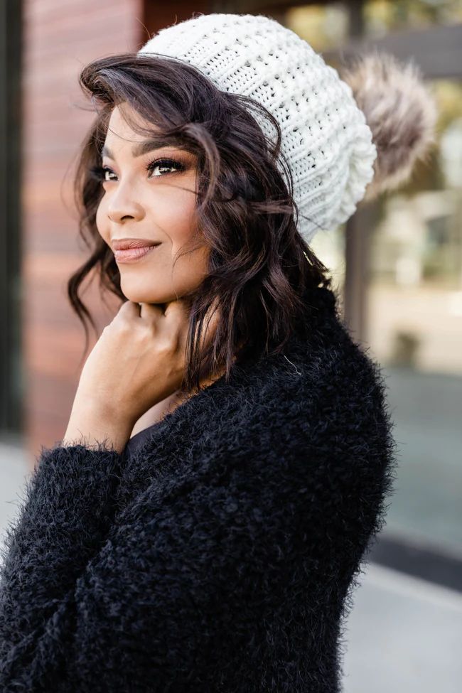 Knitted with Perfection Ivory Beanie | The Pink Lily Boutique