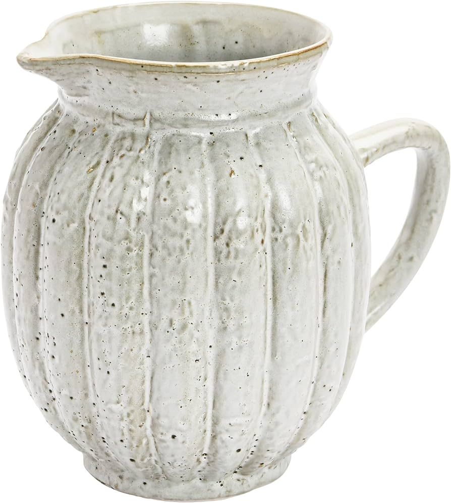 Creative Co-Op Stoneware Fluted Pitcher, Antique White, 8''L x 6''W x 8''H | Amazon (US)