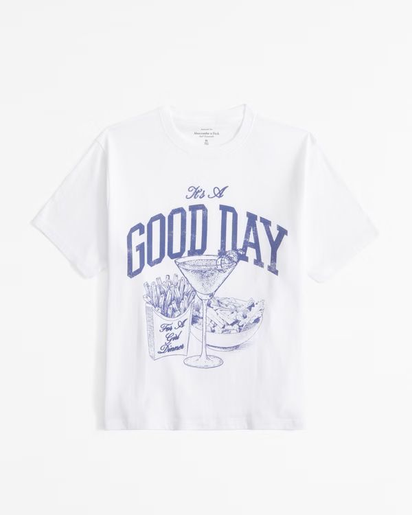 Martini & Fries Relaxed Graphic Tee | White Tee | White Top | Abercrombie Fall | Abercrombie & Fitch (US)