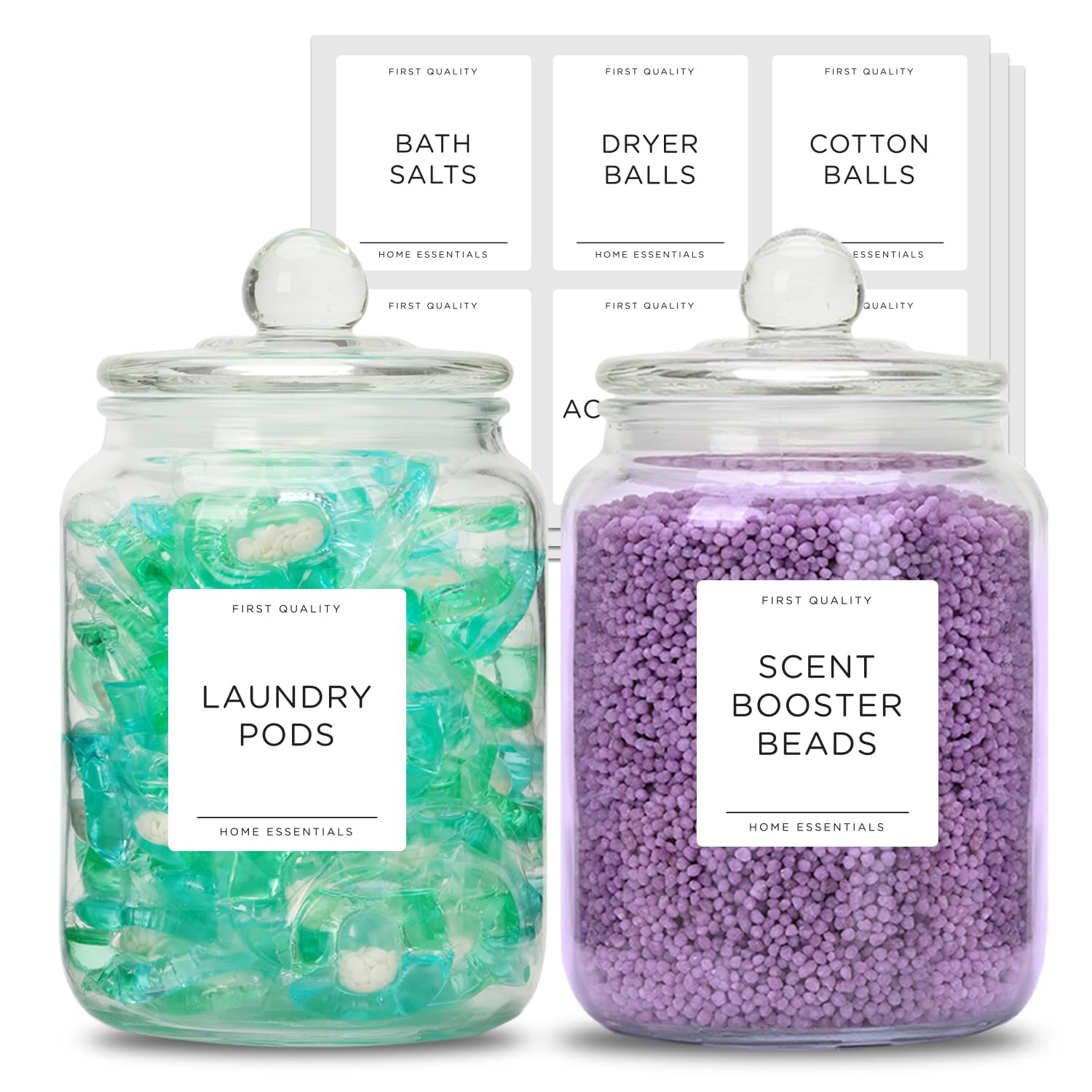 Joyfulmap 2 Large Glass Laundry Jars with Airtight Lids, 2000ml Capacity, Clear, Rectangular, Sto... | Amazon (UK)