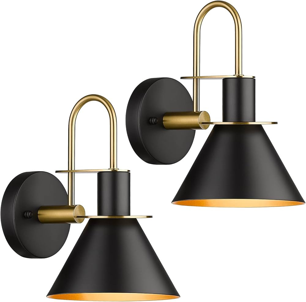 Industrial Wall Sconce Set of 2, HWH Modern 1-Light Bathroom Vanity Light Fixtures, Single Wall S... | Amazon (US)