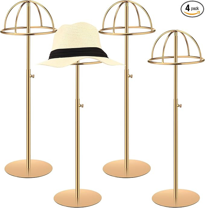 Sintuff 4 Pcs Hat Display Stands 15-22.8 Inch Large Adjustable Hat Holder Non Slip Wigs Stand Sta... | Amazon (US)