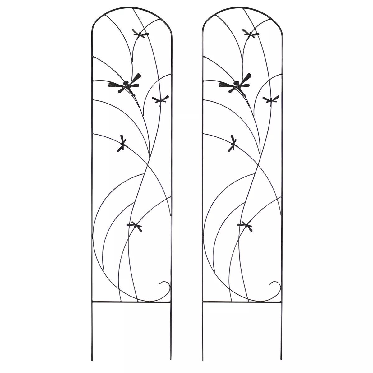 Sunnydaze Decorative Steel Metal Dragonfly Delight Design Garden Trellis - 55.75" H - Black - 2-P... | Target