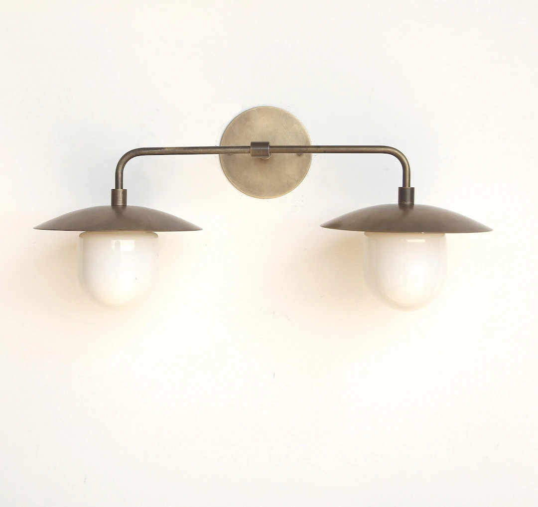 Brass Wall Sconce Light With Brass Shade, Bathroom Vanity Light, -double Shade Wall Sconce. UL Li... | Etsy (US)