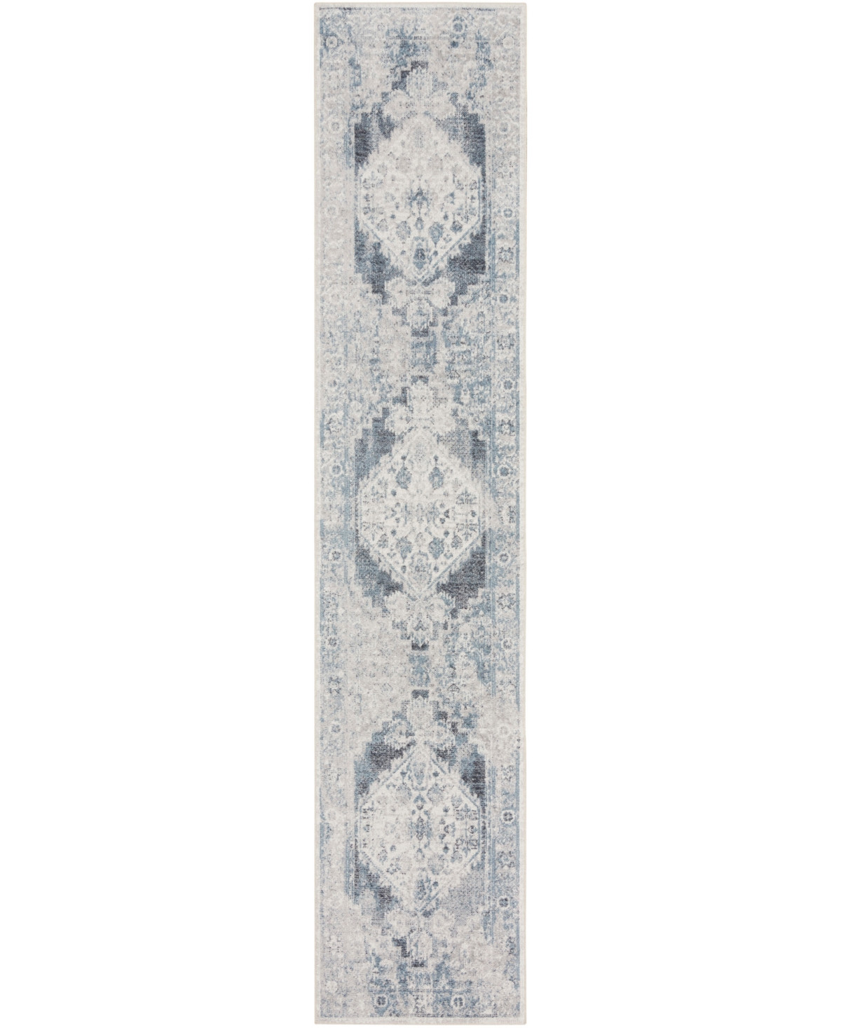 Nourison Home Astra Machine Washable ASW11 2'2" x 8' Runner Area Rug - Blue, Ivory | Macy's
